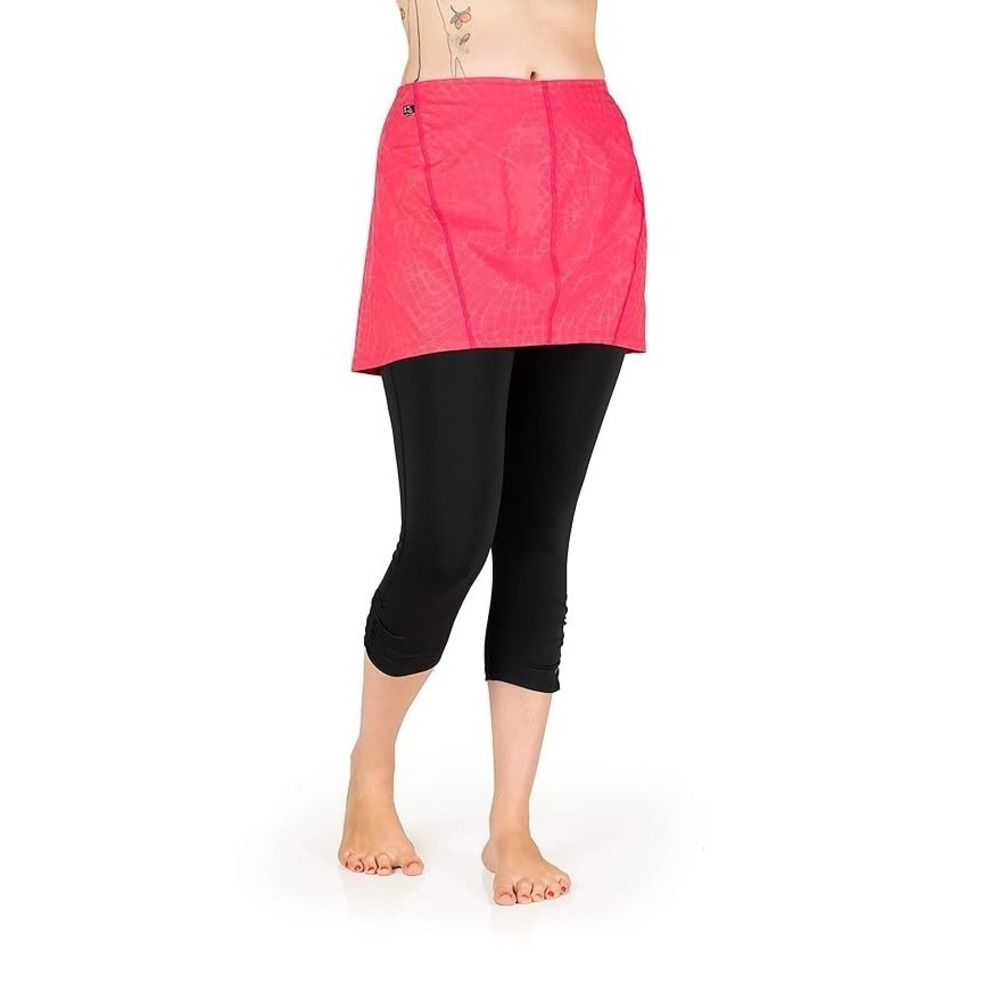 NWT Skirt Sports Reflective Safety Capri Skirt M Cosmo Pink Black Flyaway Modest